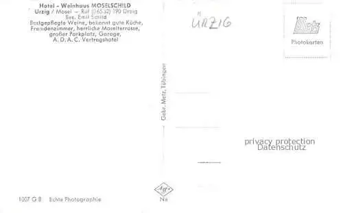 AK / Ansichtskarte uerzig Hotel Weinhaus Moselschild Gastraum Terrasse
