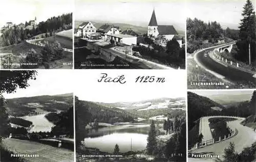 AK / Ansichtskarte Pack Steiermark AT Ansicht mit Kirche Landschaftspanorama Stausee Serpentinen