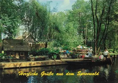 AK / Ansichtskarte Lehde Luebbenau Spreewald Gurkenverkauf im Spreewald Kahnfahrten Wasserstrasse