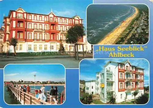 AK / Ansichtskarte AHLBECK HERINGSDORF Insel Usedom Ostseebad Haus Seeblick Seebruecke Kuestenpanorama Strand Luftfoto