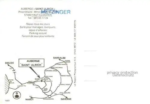 AK / Ansichtskarte Haut-Clocher Sarrebourg 57 Moselle Auberge Saint Ulrich Restaurant Gartenterrasse