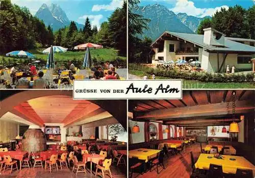 AK / Ansichtskarte GARMISCH-PARTENKIRCHEN Aule Alm Gastraum Terrasse Alpenblick