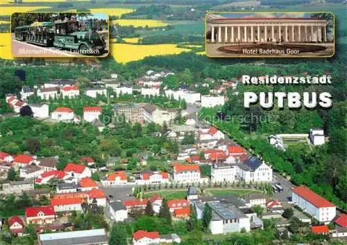 AK / Ansichtskarte Putbus Ruegen Panorama Residenzstadt Luftaufnahme Baederbahn Hotel Badehaus Goor