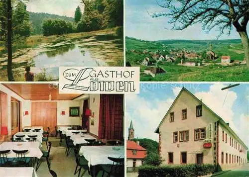 AK / Ansichtskarte Rothenbuch Gasthaus Pension zum Loewen Gastraum Partie am See Panorama