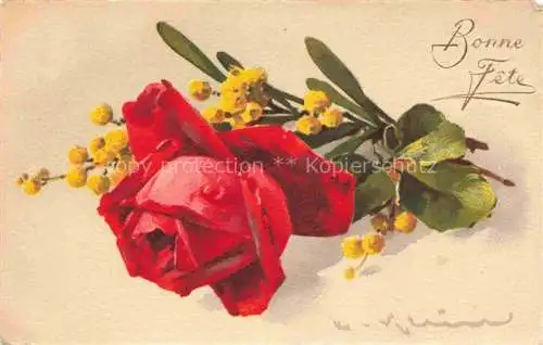 AK / Ansichtskarte Klein_Catharina_Kuenstlerlitho Nr. 178 Rose Rot Blume Bonne Fete 