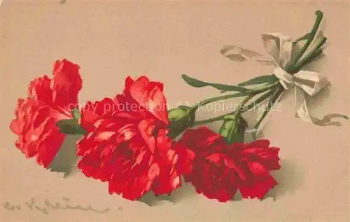 AK / Ansichtskarte Klein_Catharina_Kuenstlerlitho Nelken Rot 