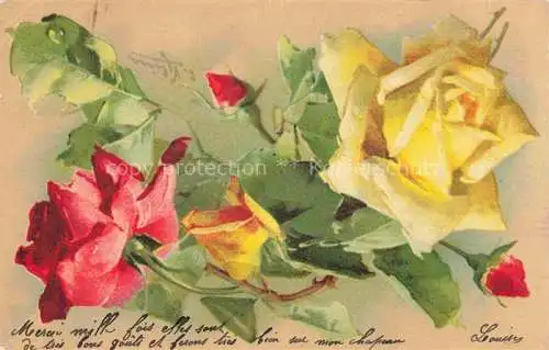 AK / Ansichtskarte Klein_Catharina_Kuenstlerlitho Rosen Rot Gelb  