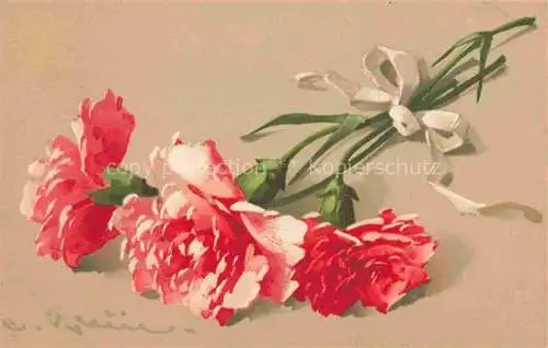 AK / Ansichtskarte Klein_Catharina_Kuenstlerlitho Nelken Rot  