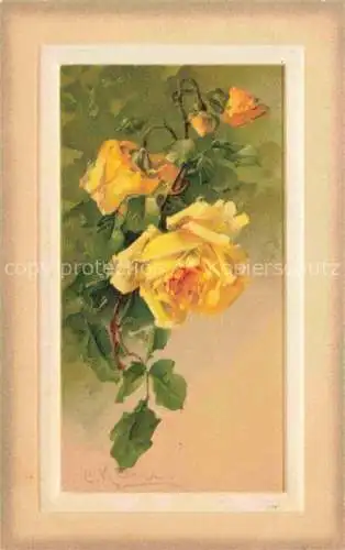 AK / Ansichtskarte Klein_Catharina_Kuenstlerlitho Rosen Gelb 