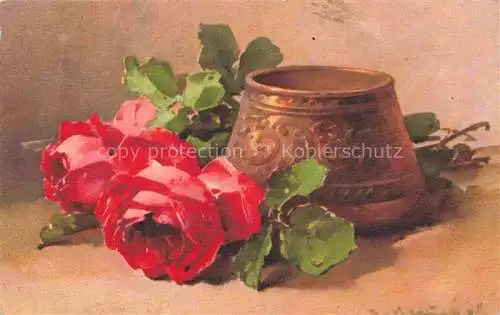 AK / Ansichtskarte Klein_Catharina_Kuenstlerlitho Rosen Rot 