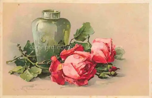 AK / Ansichtskarte Klein_Catharina_Kuenstlerlitho Rosen Rot  