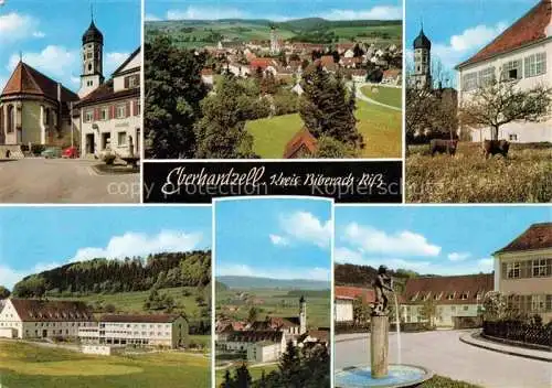 AK / Ansichtskarte Eberhardzell Biberach BW Kirche Panorama Teilansichten Brunnen