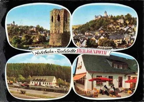 AK / Ansichtskarte Montabaur Westerwald Ruine Panorama Autobahn Raststaette Heiligenpoth