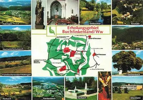 AK / Ansichtskarte Huebingen Westerwaldkreis Kirchahr Gelbachtal Schutzpark Familienferiendorf Horbach Gackenbach Altenheim Dies