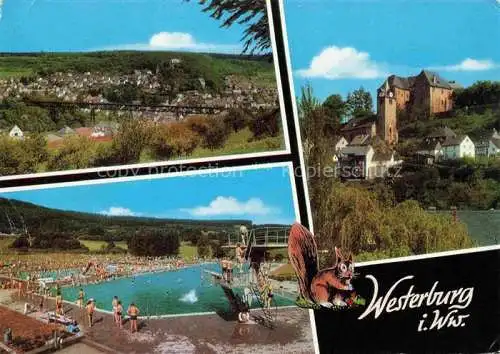AK / Ansichtskarte Westerburg  Westerwald Rheinland-Pfalz Panorama Burg Schwimmbad