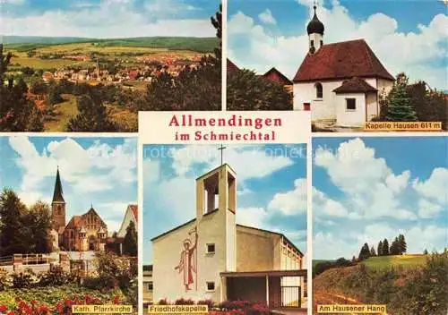 AK / Ansichtskarte Allmendingen Wuerttemberg Panorama Schmiechtal Kapelle Hausen Pfarrkirche Friedhofskapelle Landschaft Hausener Hang