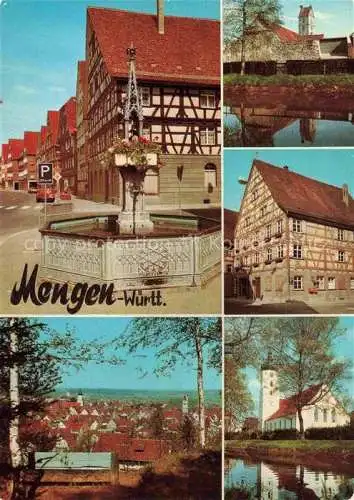 AK / Ansichtskarte Mengen  Wuerttemberg Motive Ortszentrum Brunnen Fachwerkhaus Kirche Panorama