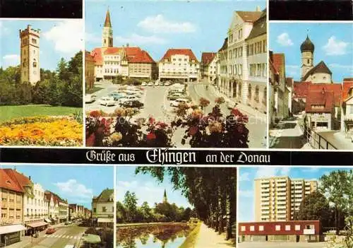 AK / Ansichtskarte Ehingen Donau Turm Stadtzentrum Kirche Partie am Krockensee Hochhaus