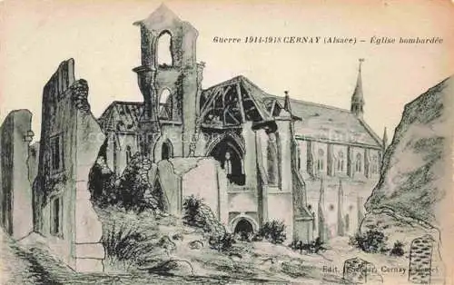 AK / Ansichtskarte Cernay__Sennheim_68_Haut Rhin Eglise bombardee 