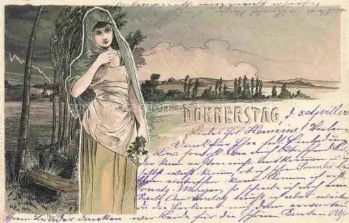 AK / Ansichtskarte Wochentagskarte Donnerstag Frau Litho 