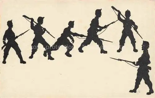AK / Ansichtskarte Militaria_Schweiz Carl Kuenzli Tobler Zuerich Schattenbild Soldaten Militaria Schweiz