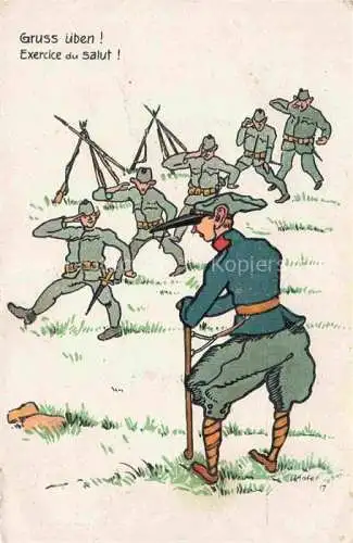 AK / Ansichtskarte Militaria_Schweiz Soldaten Gruss ueben Militaria Schweiz