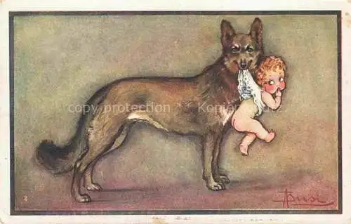 AK / Ansichtskarte BUSI_Adolfo_Kuenstlerkarte Hund Kind 