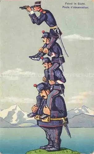 AK / Ansichtskarte Militaria_Schweiz Feind in Sicht Soldaten Fernglas  Militaria Schweiz