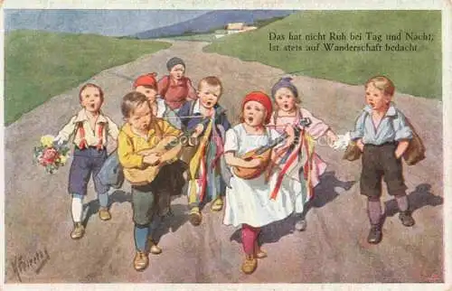 AK / Ansichtskarte FEIERTAG_Karl_(1874 1944)_Kuenstlerkarte Kinder Gitarre  