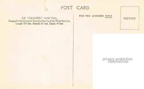 AK / Ansichtskarte Dampfer_Oceanliner White Star Line SS Calgaric 