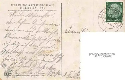 AK / Ansichtskarte Reichsgartenschau 1936 Jahresschau DRESDEN Eichwiese Blumenplan Leuchtfantaene 