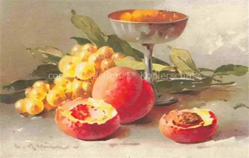 AK / Ansichtskarte Klein_Catharina_Kuenstlerlitho Pfirsiche Weintrauben  