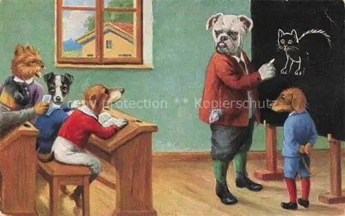 AK / Ansichtskarte Vermenschlicht_Humanises   Hunde Schule  