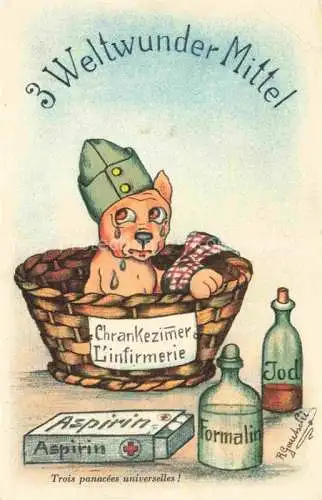 AK / Ansichtskarte Aspirin_Medizin 3 Weltwunder Mittel Hund  