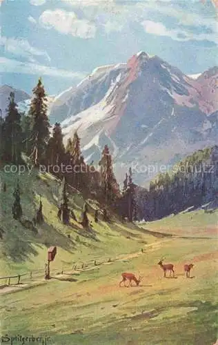 AK / Ansichtskarte SPLITGERBER_J._jr._Kuenstlerkarte Reh Berge Land 