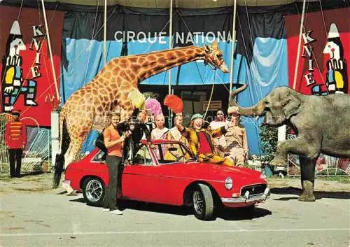 AK / Ansichtskarte Zirkus_Artistik Knie Schweiz Elefant Giraffe Auto 