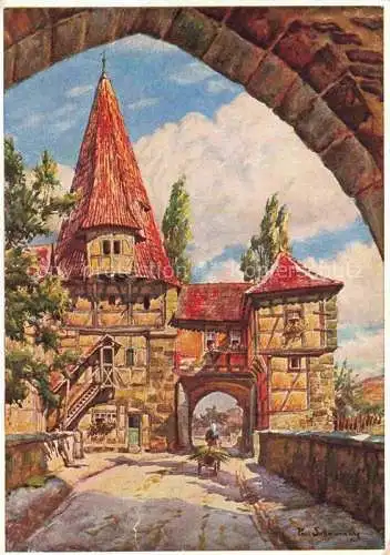 AK / Ansichtskarte SOLLMANN_Paul_Kuenstlerkarte Iphofen Roedelseer Tor  