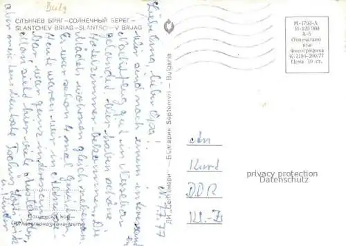 AK / Ansichtskarte Slantchev Brjag Segelbot Strand