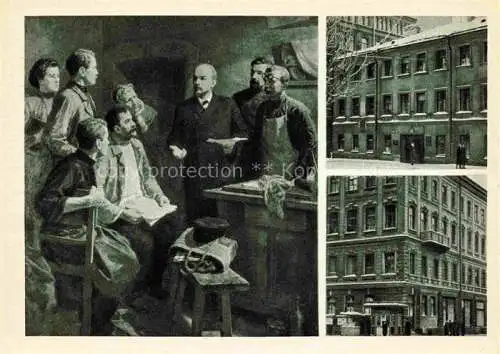 AK / Ansichtskarte LENIN Wladimir Iljitsch Politik Politics Politique Leningrad Holubkow F. Wohnhaeuser 