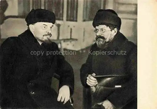 AK / Ansichtskarte LENIN Wladimir Iljitsch Politik Politics Politique und M.I. Kalinin Moskau
