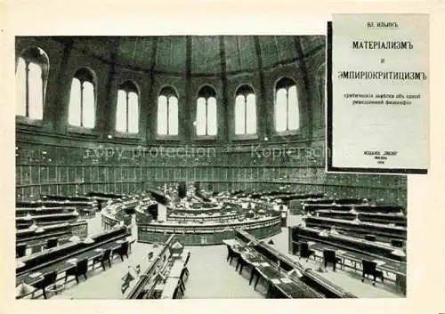 AK / Ansichtskarte Bibliothek Library London Museum Materializm Buch von Lenin 