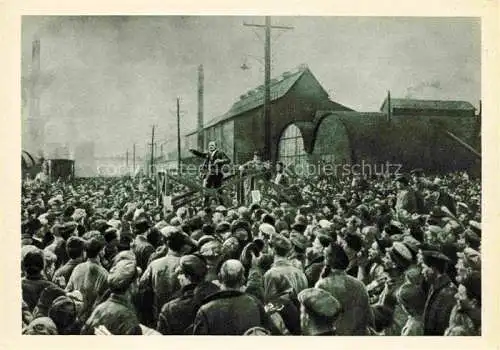 AK / Ansichtskarte LENIN Wladimir Iljitsch Politik Politics Politique Leningrad Demo Putilov Fabrik 