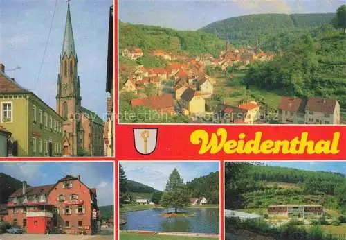 AK / Ansichtskarte Weidenthal Pfalz Kirche Panorama Gasthaus Erb Gondelteich 