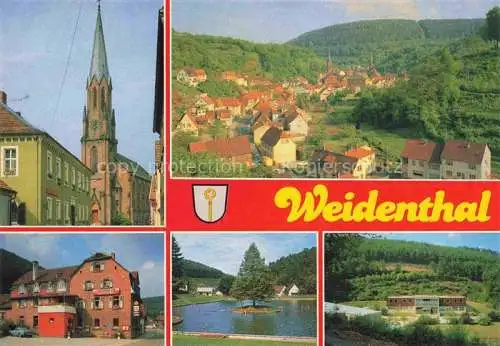 AK / Ansichtskarte Weidenthal Pfalz Kirche Panorama Gasthaus Erb Gondelteich 