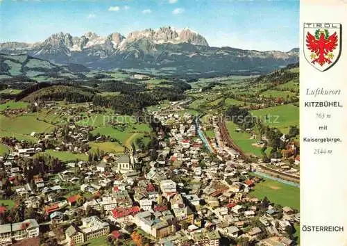 AK / Ansichtskarte Kitzbuehel Tirol AT Fliegeraufnahme mit Kaisergebirge