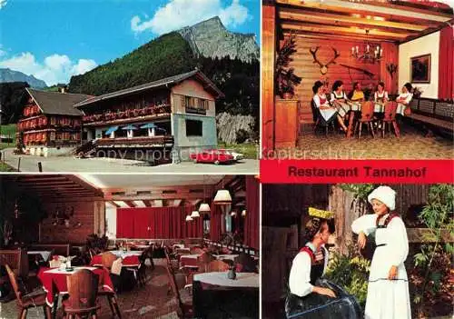 AK / Ansichtskarte Au Bregenzerwald Schoppernau Vorarlberg AT Restaurant Tannahof Gastraeume Trachtenmaedchen