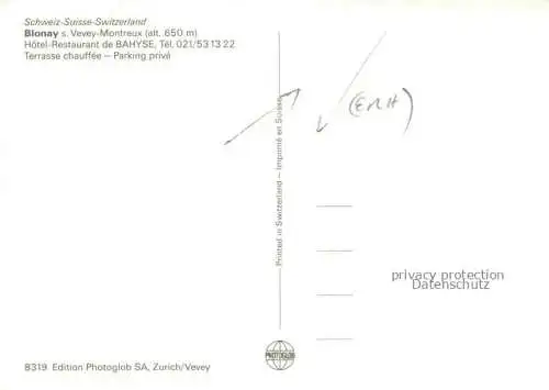 AK / Ansichtskarte Blonay sur Vevey_Blonay Saint Legier_VD Hotel Restaurant de Bahyse 