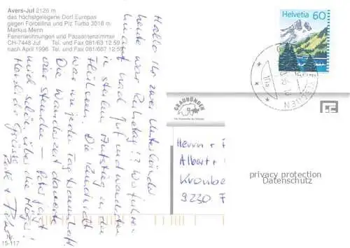 AK / Ansichtskarte Avers Juf_GR mit Forcellina und Piz Turba 