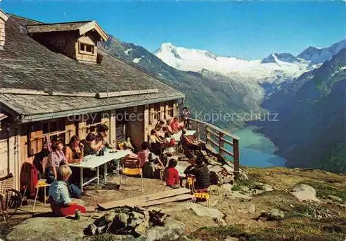 AK / Ansichtskarte Olpererhuette 2389m Schwaz Tirol AT mit Blick auf Schlegeis Stausee und Moesle
