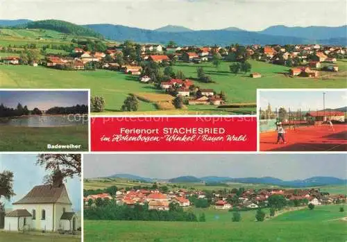AK / Ansichtskarte Stachesried Panorama Badeweiher Tennisplatz Kapelle